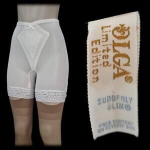 RARE Vintage 60s OLGA Suddenly Slim LONG LEG Panty GIRDLE Shorts GARTERS ~ L